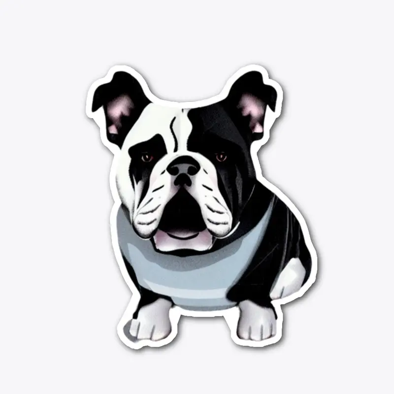 Dog bulldog sitting illustration