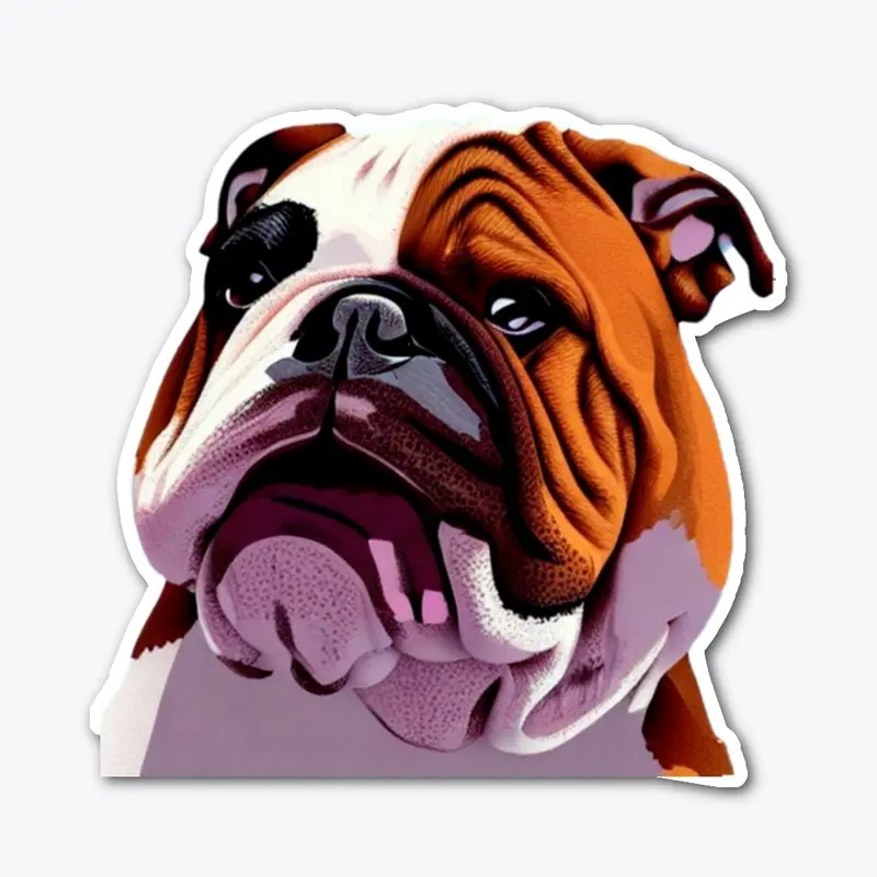 Dog bulldog sitting illustration